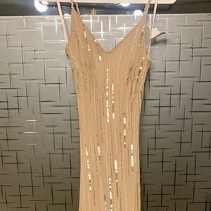Xscape Champagne Beaded Gown